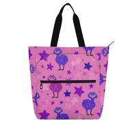 decor gift Borsa tote per libri per bambini ragazzi ragazze divertente Emu Star viola e rosa leggera resistente riutilizzabile biblioteca borsa per libri borsa per la scuola shopping viaggi