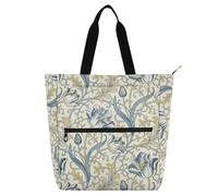 decor gift Borsa tote per libri per bambini ragazzi ragazze William Morris vintage tulipani blu robusta borsa per la spesa riutilizzabile con cerniera per scuola lavoro viaggi