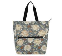 decor gift Borsa tote per libri, per bambini, studenti, adulti, vintage, crisantemo William Morris, resistente all'acqua, borsa a tracolla con cerniera per scuola, shopping, viaggi