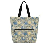 decor gift Borsa tote per libri per ragazzi ragazze donne William Morris frutta vintage giallo blu robusta riutilizzabile borsa per libri con cerniera per la scuola shopping viaggi