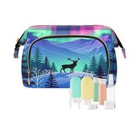 decor gift Borse cosmetiche per le donne cerniera safari foreste di cervi luce del nord (longword) borse cosmetiche per borsa per articoli da toeletta kit da viaggio organizzatore