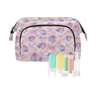 decor gift Borse cosmetiche per le donne essenziali da viaggio acquerello elegante viola rose (longword) portamonete da donna portafoglio per cosmetici da viaggio