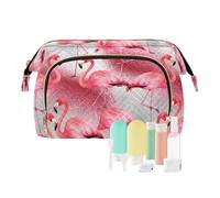decor gift Borse cosmetiche per le donne Portable Flamingo Stained Glass Art (longword) Borsa per cambio monete da donna per trucco cosmetico