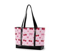 decor gift borse da lavoro di moda per le donne con cerniera Vacanza festiva Cookie Fiocchi di neve per le donne lavorano con tablet, Fiocchi rosa ciliegia ragazza carina