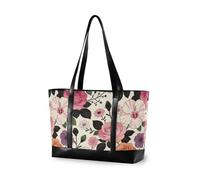 decor gift borse di classe per laptop per le donne con cerniera Fiore Verde Fluorescente Carnevale Piscina Palestra Drogheria Viaggi con pranzo, William Morris Rosa Rossa