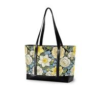 decor gift borse di classe per laptop per le donne con cerniera Fiore Verde Fluorescente Carnevale Piscina Palestra Drogheria Viaggi con pranzo, William Morris Peonia Giglio Bianco