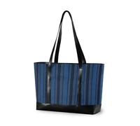 decor gift borse di classe per laptop per le donne con cerniera Fiore Verde Fluorescente Carnevale Piscina Palestra Drogheria Viaggi con pranzo, Blu navy a righe nere