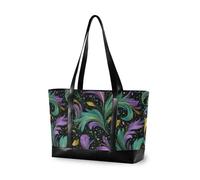 decor gift borse di classe per laptop per le donne con cerniera Fiore Verde Fluorescente Carnevale Piscina Palestra Drogheria Viaggi con pranzo, Marmo Verde Oro e Viola