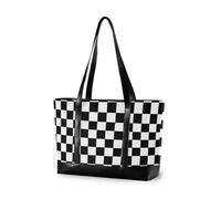 decor gift Borse impermeabili del computer per le donne con la chiusura lampo Retro Rainbow Colorato Cartoon Clown per la scuola con il tablet, Scacchi bianchi e neri