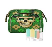 decor gift Borse per il trucco da donna portatili teschio St Patrick Day Dead Lucky Shamrock (longword) portamonete da donna per viaggi
