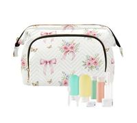 decor gift Borse per il trucco per le donne leggero rosa fiocco rose e farfalle gioielli sacchetto per accessori da viaggio bolsas para monedas de mujer