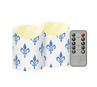 decor gift Candele finte a LED con timer 2/4/6/8H Fleur-de-lis blu bianco timer candele senza fiamma per il Ringraziamento da tavolo