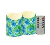 decor gift Candele finte in cera tremolante con timer 2/4/6/8H blu e verde modelli tie-dye riutilizzabili a batteria candele finte per tavolo da pranzo