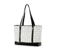 decor gift Cartella moderna da donna con cerniera Summer Paisley Blu Turchese Floreale per il lavoro con il pranzo, Trifoglio portafortuna di San Patrizio