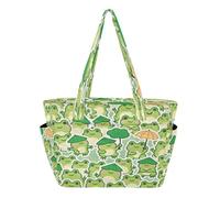 decor gift Cartoon Cute Frog Green Cute Tote Bag per le donne Zipper Beach Bag per la spiaggia con Tumbler Holder Pocket bolso de mano para mujer