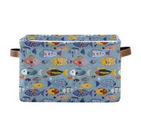 decor gift cestini portaoggetti Cartoon Pesci Colorati Blu pieghevole e impermeabile cestini di stoffa con manico robusto roba extra large 2 Pezzi per cubby stoarge