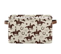 decor gift cestini portaoggetti Retro Beige Cowboy Cavallo pieghevole e impermeabile cestini dispensa con manico robusto borsa mestiere 2 Pezzi per armadio cubby organizador para ropa