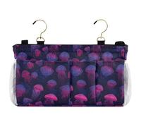 decor gift Cestino portaoggetti da appendere al comodino, fantasia a pois con meduse, rosa e viola, organizer multifunzione per letti a castello e ospedali, dormitori, sponde per letto