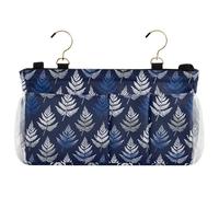 decor gift Cestino portaoggetti da comodino con felce neozelandese argento blu navy da appendere al comodino borsa portaoggetti per testiere/letto a castello organizador para lado de cama