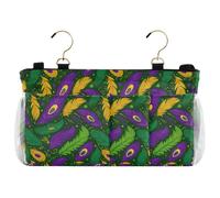 decor gift Comodino da appendere al comodino, verde oro e viola, con piume, borsa da appendere per il letto del bambino per telecomandi telefono, dormitorio universitario, campeggio, sponde per