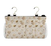 decor gift Comodino sacchetto organizzatore San Valentino S a forma di cuore oro Hanging Pocket Bag per testiere/letto a castello organizador para lado de cama