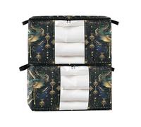 decor gift Confezione da 2 borse portaoggetti per lenzuola, impilabili, per tarocchi, tori, coperte, armadi, pieghevoli, con coperchio, cestini, organizzazione S