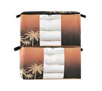 decor gift Confezione da 2 sacchetti pieghevoli Hawaii Summer Tree Black Gridient Storage Box per armadio pieghevoli scatole armadio con coperchi cassetti impilati M