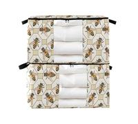 decor gift Confezione da 2 sacchetti portaoggetti per lenzuola, impilabili, pettini, api, cassetti per armadio, organizer pieghevole, grandi contenitori con coperchio, scatola per libri, S