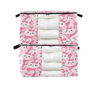 decor gift Confezione da 2 scatole impilabili impilabili a forma di coniglio rosa, organizer per armadio, pieghevoli, con coperchio, bidoni per vestiti, in plastica, S