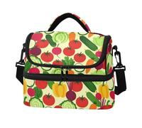 decor gift Contenitore per il pranzo a doppio strato, isolato, vegetariano, vegetariano, resistente, resistente all'olio, con tasca laterale in tessuto per adulti, uomini e donne