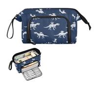 decor gift Creature Ceratosaurus Crown Navy Blue Pencil Pouch Grande Capacità Scomparto Astuccio con Slot per Bambini Viaggi estuche para lapiz