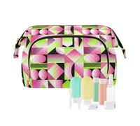decor gift Custodia per cosmetici, impermeabile, arte moderna, forme astratte, rosa verde (longword) portamonete da donna da viaggio