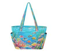 decor gift Deep Sea Colorful Pesce Corallo Blu Delle Donne Tote Borsa Da Viaggio per Lavoro Viaggi Palestra con Scomparto bolsa para playa