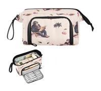 decor gift Divertente astuccio per matite con motivo scimpanzé sulla spiaggia, grande capacità, con cerniera, con manico, per adolescenti, ufficio, lapiceras estuche para mujer