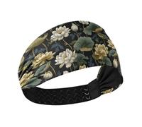 decor gift Elegante Ninfea Oro e Verde Antiscivolo morbide fasce elastiche testa bandane per le donne per tennis tennis tennis banda para la cabeza