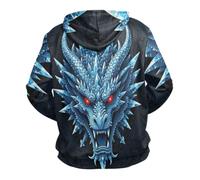 decor gift felpa uomo Fantasy Dragon Blu, Fantasia Drago Blu, Medium