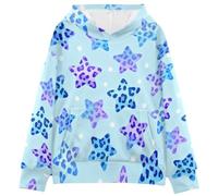 decor gift Felpe con cappuccio per adolescenti Blue Star Leopard Print 9-11Y