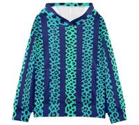 decor gift Felpe con cappuccio per ragazze Neon Teal Blue Leopard Print Stripe, Neon Teal Blue Leopard Print Stripe Seamless, 5-6 Anni