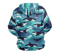 decor gift Felpe e felpe con cappuccio da uomo Orca Whales Diving and