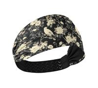 decor gift Fiore e Falco Crema Nero Antiscivolo Fasce per il sudore Elastiche Bandane per la testa per le donne per uso quotidiano Uso quotidiano diademi para mujer