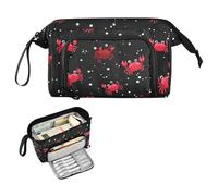 decor gift Funky Style Granchio Rosso e Nero Matita Penna Astuccio Grande Capacità Borsa Con Cerniera Leggero per Le Donne Preppy School bolsas para guardar lapices