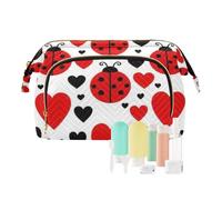 decor gift Grande borsa cosmetica Essentials coccinelle e cuori rosso (longword) portamonete da donna per organizer gioielli