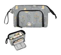 decor gift Grassland Owl Moon Grey Pencil Box Grande Capacità Grande Astuccio con Scomparto per Ragazzi Kindergarten cartucheras para el colegio