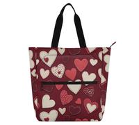 decor gift Graziosa borsa tote per libri per bambini adulti San Valentino toppa rossa leggera insegnante tote bag con cerniera per scuola lavoro viaggi