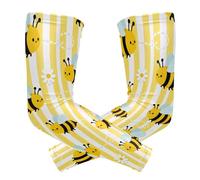 decor gift Maniche a righe gialle con api per ragazzi, 1 paio di protezioni solari UV, per giovani, pallacanestro, golf
