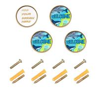 decor gift Maniglie e pomelli per mobili personalizzati Welcome Shark Boy Blue Custom Big Head Knobs and Pull Kitchen for Kitchen for Kitchen Pack 1 66 cm