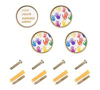 decor gift Manopole personalizzate per cassettiera, colore arcobaleno, impronte di mani, personalizzabili, per cassetti della cucina, per porte e cassetti, confezione da 4, 32 mm