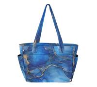 decor gift Marmorizzato Argento Royal Blue Tote Bag Borsa da viaggio per il lavoro con tasche bolsa acolchada