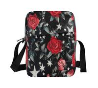 decor gift Messenger bag Argento Stelle Rosse Rose Donna Borse a Tracolla Tracolla Regolabile per Scuola Scuola bolsos para mujeres
