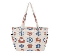 decor gift Natale pupazzo di neve cervo ruggine rosso indaco Tote Bag per le signore cerniera borsa da spiaggia per il lavoro con Tumbler Holder tasca bolso casual